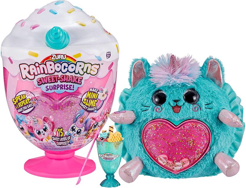 Photo 1 of Rainbocorns Sweet Shake Surprise - 13" Kitty Cuddle Plush Scented Stuffed Animal - 15+ Layers of Surprises, DIY Slime Mix, Talkback Feature and More, Ages 3+
