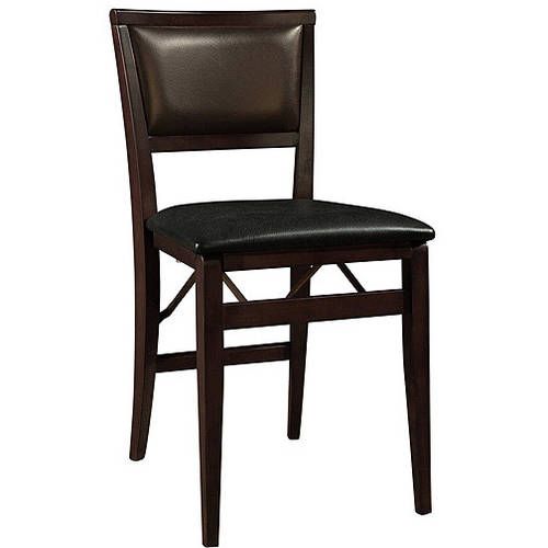 Photo 1 of Kiera Collection 01821ESP-02-as-U Folding Chair with Rubberwood Frame and Vinyl Upholstery in Dark Brown
