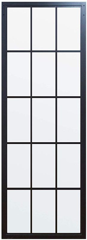 Photo 1 of *MISSING manual and hardware*
DIYHD TSD01 30x80" Black Framed Clear Glass Sliding Barn Door Slab, Tempered Assembled Prehung Glass Door Panel
