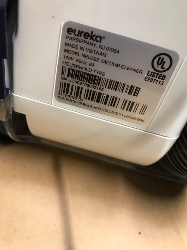 Photo 4 of *USED*
*MISSING handle* 
EUREKA NEU522 Floor Rover Dash Upright Pet Vacuum Cleaner, HEPA Filter, Swivel Steering for Carpet and Hard Floor, Bagless, Deep Ocean
