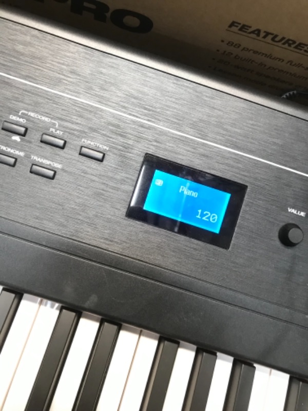 Photo 3 of *USED*
Alesis Recital Pro - 88 Key Digital Piano Keyboard with Hammer Action Weighted Keys, 2x20W Speakers, 12 Voices, Record and Lesson Mode, FX and Display
