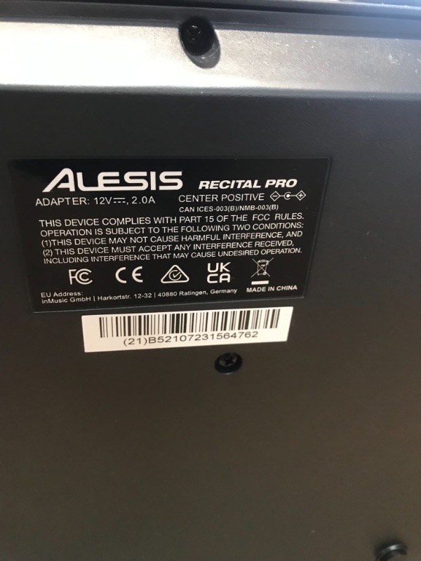 Photo 1 of *USED*
Alesis Recital Pro - 88 Key Digital Piano Keyboard with Hammer Action Weighted Keys, 2x20W Speakers, 12 Voices, Record and Lesson Mode, FX and Display
