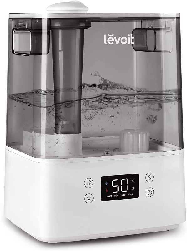 Photo 1 of *USED*
LEVOIT Humidifiers for Bedroom Large Room Home, Smart Wifi Alexa Control, 6L Top Fill Cool Mist for Baby and Plants, Ultrasonic, Essential Oil Diffuser, Customized Humidity, Night Light, Quiet, Gray
