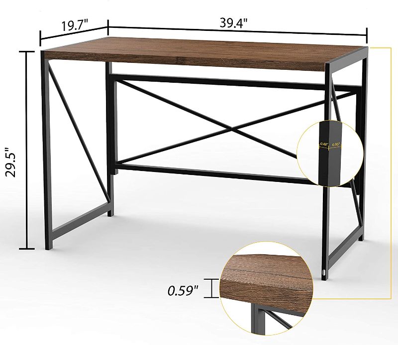 Photo 1 of *USED*
*MISSING hardware*
TESYKER Study Computer Desk, 40" Wood Grain (Brown)