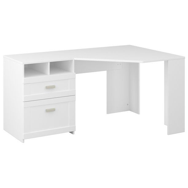 Photo 1 of *box 3, NOT COMPLETE*
*SEE last pictures for damage*
Bush Furniture Wheaton 60W Reversible Corner Computer Desk with Storage in Pure White
