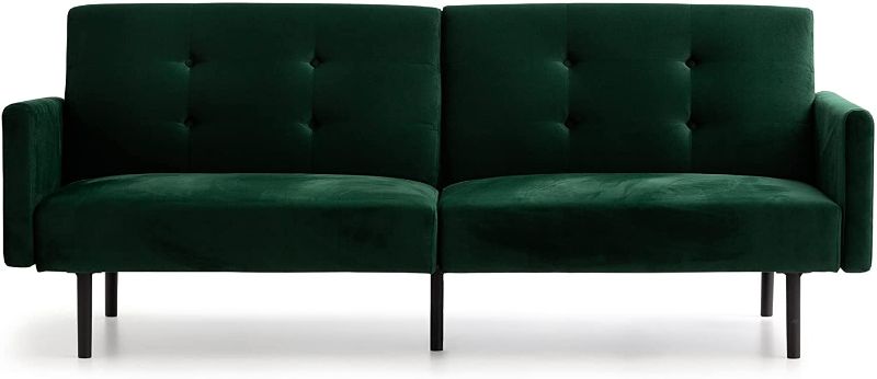 Photo 1 of *USED*
*MISSING manual*
Edenbrook Gilman Convertible Folding Futon Modern Square Arm Design-Compact Couch Bed–Fabric, Faux Leather, Standard, Forest Green Velvet
