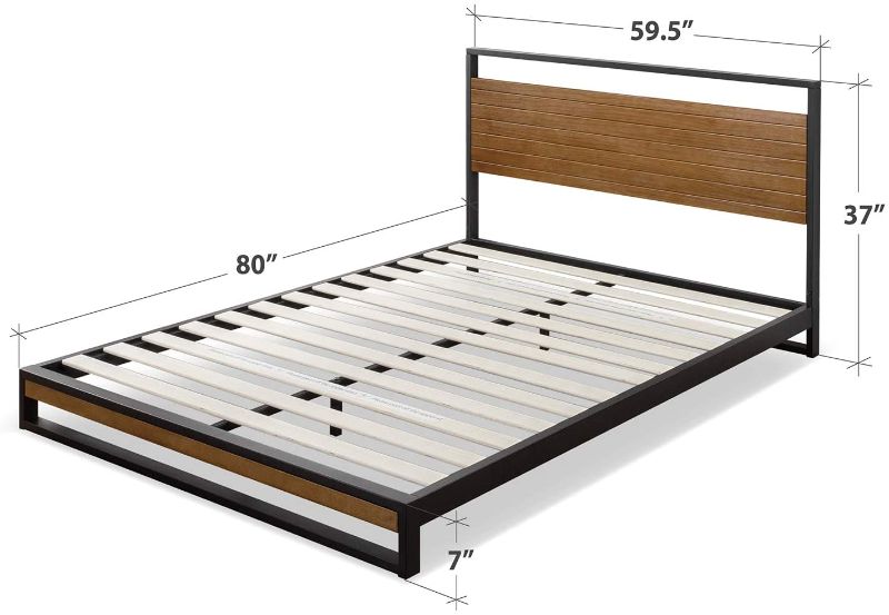 Photo 1 of *headboard is damaged, SEE last pictures*
ZINUS Suzanne 37 Inch Metal and Wood Platform Bed Frame / Solid Wood & Steel Construction / No Box Spring Needed / Wood Slat Support / Easy Assembly, Chestnut Brown, Queen
