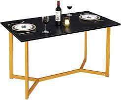 Photo 1 of (DAMAGED CORNER/SIDE; MISSING HARDWARE/MANUAL)
SAYGOER Gold Dining Table Modern Kitchen Table Affordable Dining Room Accent Large Tabletop for 4~6 People, 47.2 x 27.6 inches
