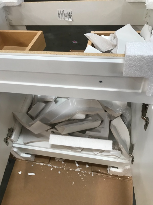 Photo 3 of (SHATTERED MARBLE TOP)
Everdean 30.50 in. W x 18.75 in. D Bath Vanity in White with Cultured Marble Vanity Top in White with White Basin
