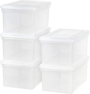 Photo 1 of (CRACKED AND TORN CONTAINER CORNERS)
IRIS USA Letter & Legal Size Plastic Storage Bin Tote Organizing File Box with Durable and Secure Hinged Latching Lid, Stackable and Nestable, 5 Pack, Clear
