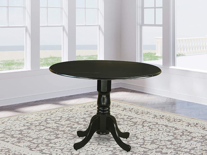 Photo 1 of (THIS IS NOT A COMPLETE SET)
(PEDESTAL ONLY)
(BOX 1 OF 2)
(REQUIRES PURCHASE OF TABLE TOP FOR COMPLETION)
(SCRATCH DAMAGE)

East West Furniture Dublin Table-Black Table Top Surface and Black Finish Pedestal Legs Hardwood Frame Dining Room Table
