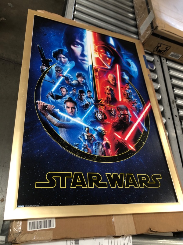 Photo 4 of (SCRATCHED FRAME; DAMAGED BOARD) star wars skywalker saga picture with gold frame