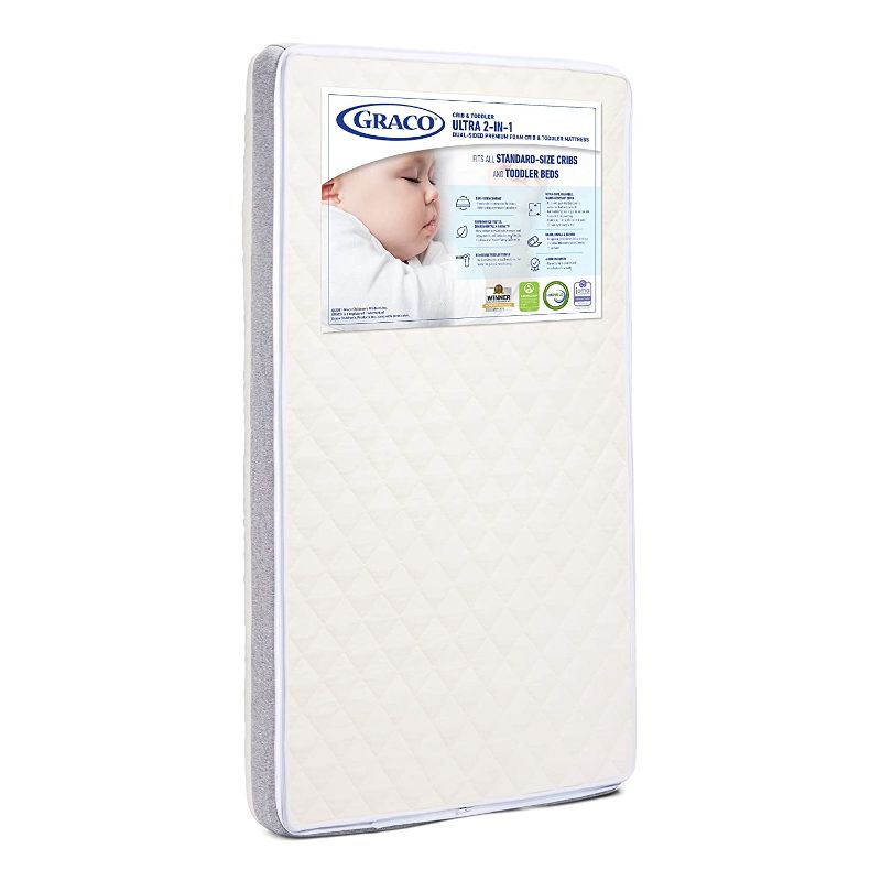 Photo 1 of Graco Ultra 2-in-1 Premium Dual-Sided Crib & Toddler Mattress - 2021 Edition, GREENGUARD Gold Certified, 100% Machine Washable, Water-Resistant Cover, Dual-Comfort for Infant & Toddler
