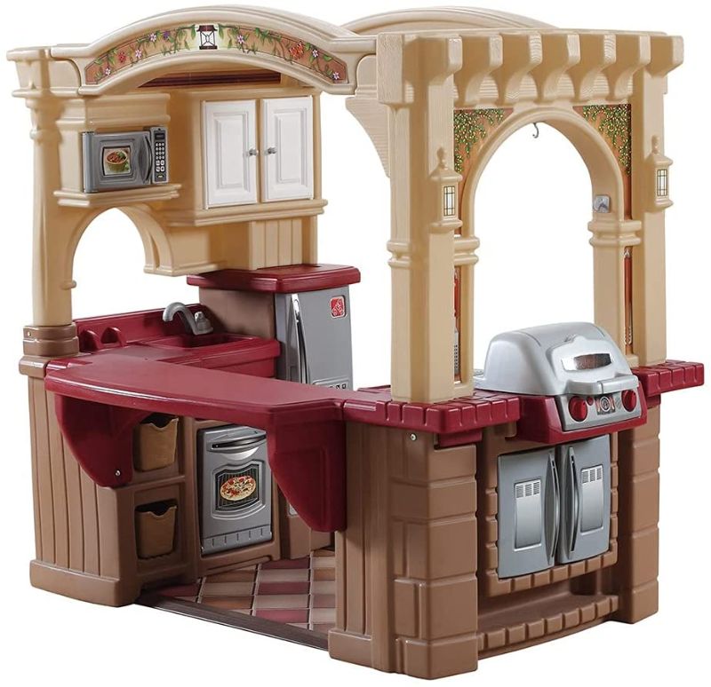 Photo 1 of  BOX 1 OF 2 ONLY** MISSING BOX 2 TO BE COMPLETE* PARTS ONLY*
Step2 Grand Walk-In Kitchen & Grill | Large Kids Kitchen Playset Toy | Play Kitchen with 103-Pc Play Kitchen Accessories Set Included, Brown/Tan/Maroon (821400)

