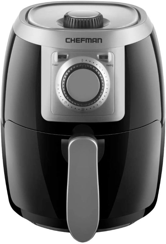 Photo 1 of CHEFMAN Small, Compact Air Fryer Healthy Cooking, 2 Qt, Nonstick, User Friendly and Adjustable Temperature Control w/ 60 Minute Timer & Auto Shutoff, Dishwasher Safe Basket, BPA - Free, Black
