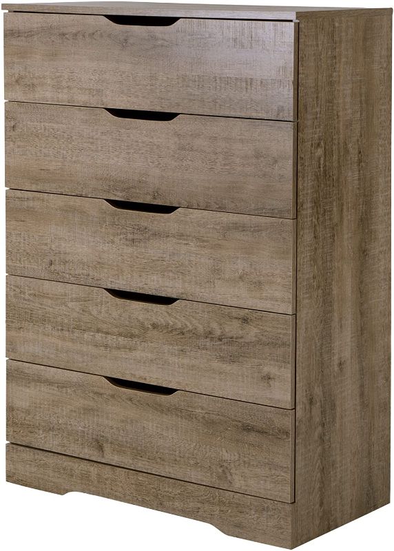 Photo 1 of ***PARTS ONLY*** South Shore Trinity Collection 5-Drawer Dresser, Weathered Oak with Cutout Handles
