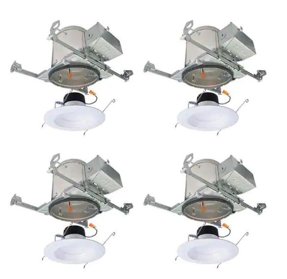 Photo 1 of LT 6 in. New Construction IC Housing and Dimmable White Integrated LED Recessed Ceiling Light Retrofit Kit (4-Pack)
