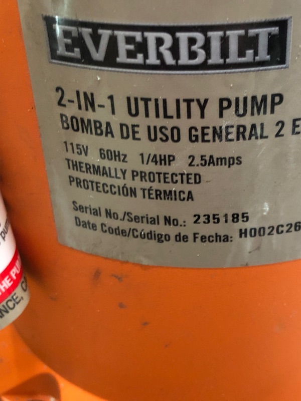 Photo 3 of 1/4 HP 2-in-1 Utility Pump
