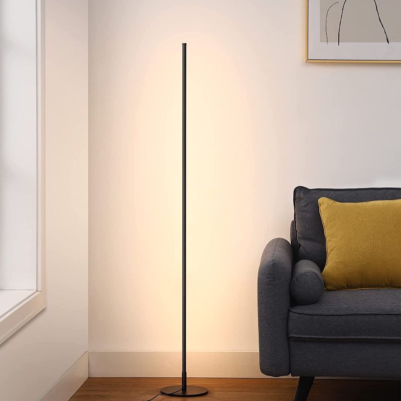 Photo 1 of DEWENWILS Modern LED Corner Floor Lamp, 57.5" Minimalist Dimmable Mood Lighting, Sleek Standing Tall Lamp for Lving Room, Bedroom, Home Office, 3000K Warm White Light
