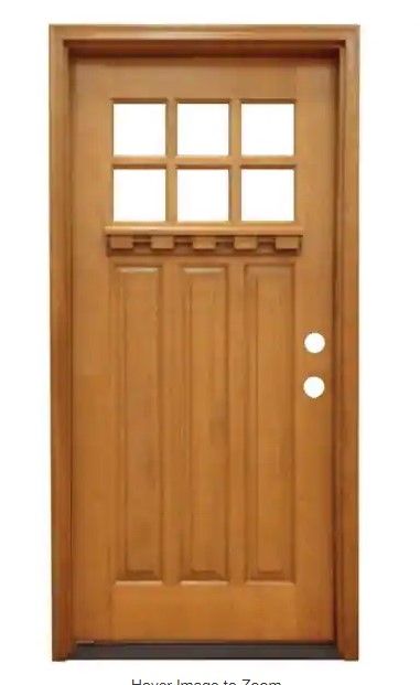 Photo 1 of 36 in. x 80 in. Craftsman 6 Lite Stained Mahogany Wood Prehung Front Door
