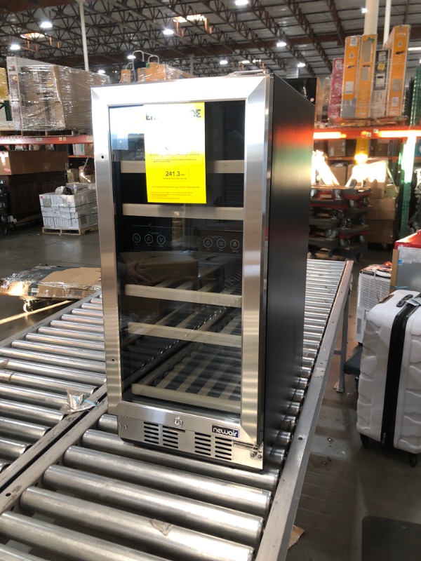 Photo 1 of NewAir Dual Zone 15 in. 29-Bottle Built-in Wine Cooler Fridge with Recessed Kickplate and Quiet Operation in Stainless Steel, Silver
