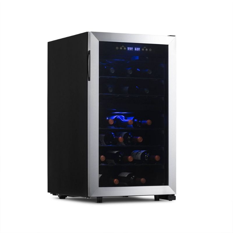 Photo 1 of NewAir Dual Zone 15 in. 29-Bottle Built-in Wine Cooler Fridge with Recessed Kickplate and Quiet Operation in Stainless Steel, Silver

