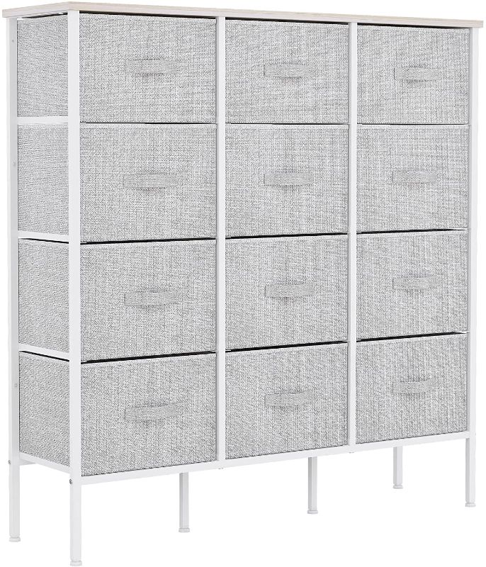 Photo 1 of ***MISSING 1 DRAWER, HARDWARE LOOSE IN BOX**  YITAHOME Tall Dresser with 12 Drawers - Fabric Storage Tower, Organizer Unit for Bedroom, Living Room, Hallway, Closets & Nursery - Sturdy Steel Frame, Wooden Top & Easy Pull Fabric Bins (Light Gray)
