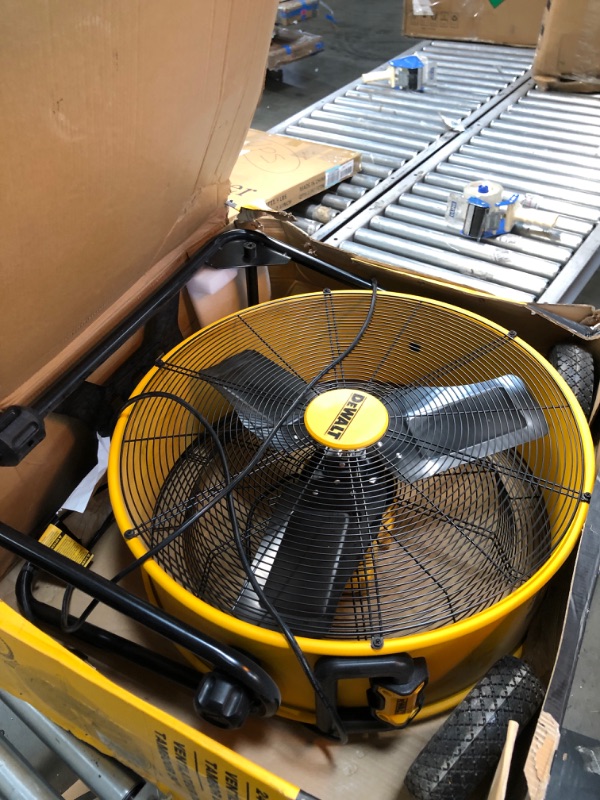Photo 2 of *** HARDWARE LOIOSE IN BOX ***  DEWALT 24 in. Heavy-Duty Drum Fan with Extra Long 12 Ft. Power Cord and Stepless Speed Control, Yellow
