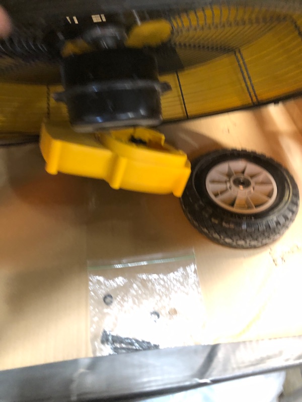 Photo 3 of *** HARDWARE LOIOSE IN BOX ***  DEWALT 24 in. Heavy-Duty Drum Fan with Extra Long 12 Ft. Power Cord and Stepless Speed Control, Yellow
