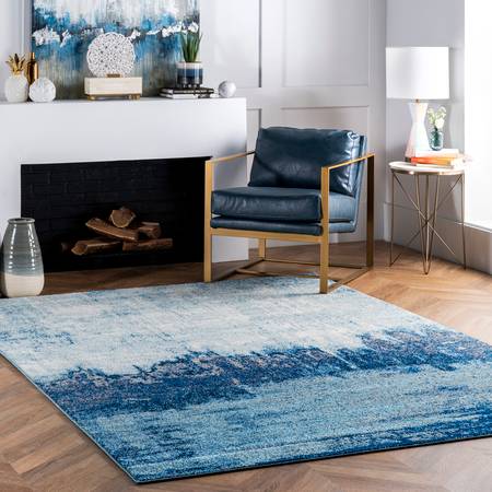 Photo 1 of ***FACTORY PACKAGED *** Blue Abstract Rainfall Area Rug 5'X7'5"
