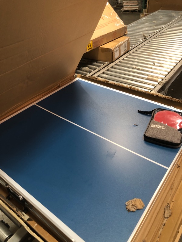 View 2 of GoSports 6’x3’ Mid-Size Table Tennis Game Set - Indoor/Outdoor Portable Table Tennis Game with Net, 2 Table Tennis Paddles and 4 Balls, Blue (PP-T