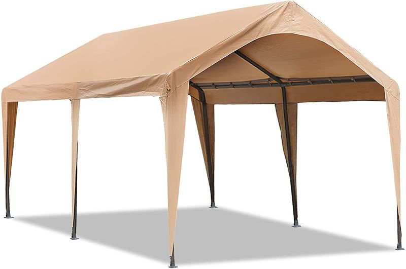 Photo 1 of ***PARTS ONLY *** Abba Patio 10x20 ft Heavy Duty Carport Car Canopy Portable Garage Boat Shelter with Fabric Pole Skirts for Party, Wedding, Garden Outdoor Storage Shed 6 Steel Legs, Beige
