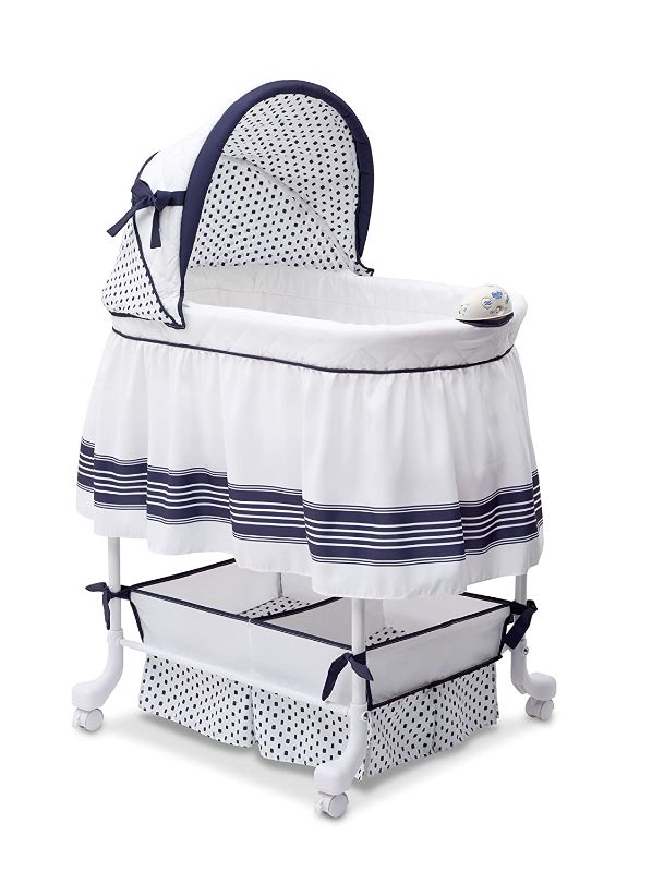 Photo 1 of Delta Children Smooth Glide Bedside Bassinet - Portable Crib with Lights, Sounds and Vibrations, Marina