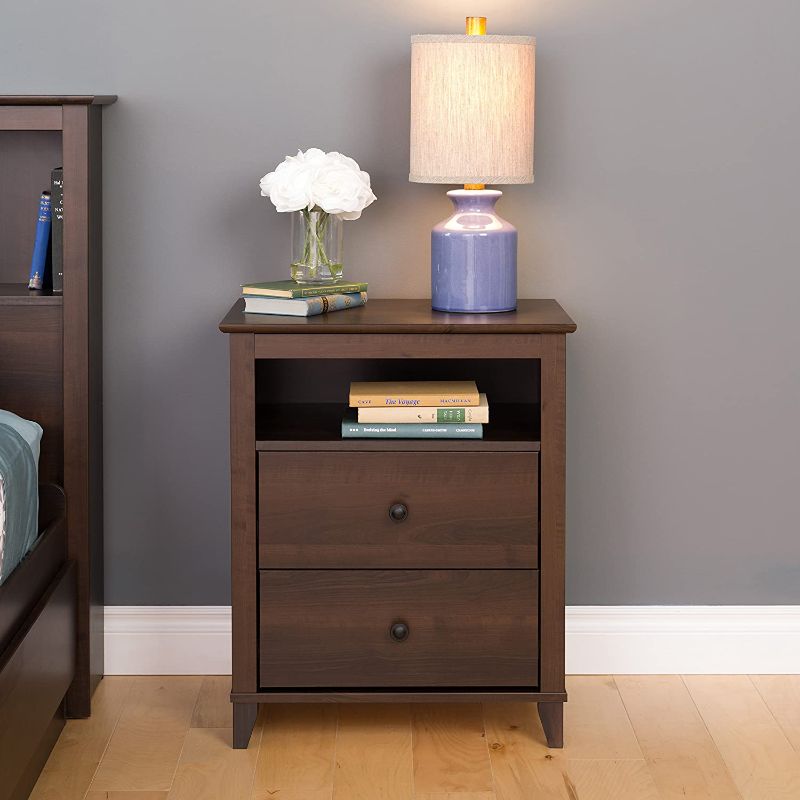 Photo 1 of Prepac Yaletown 2 Drawer Tall Nightstand, Espresso