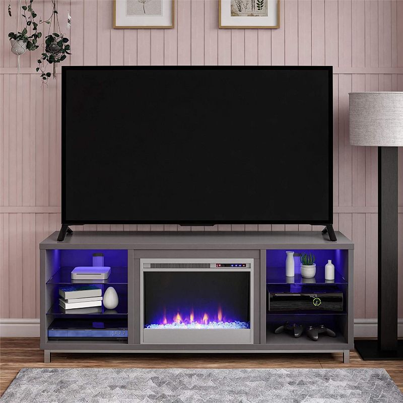 Photo 1 of Ameriwood Home Lumina Fireplace Stand for TVs, up to 70", Graphite Gray
