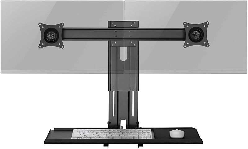 Photo 1 of AVLT Dual Monitor Wall Mount Keyboard Wall Mount Height Adjustable Keyboard Tray Computer Wall Mount Workstation VESA 75 100 Large 25.7 Inch Platform with Wrist Rest and Mouse Pad
