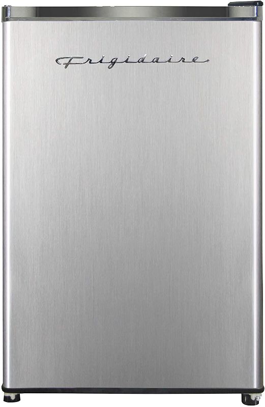 Photo 1 of Frigidaire EFR492, 4.6 cu ft Refrigerator, Stainless Steel Door, Platinum Series
damage to door hinge
scratched
bent metal