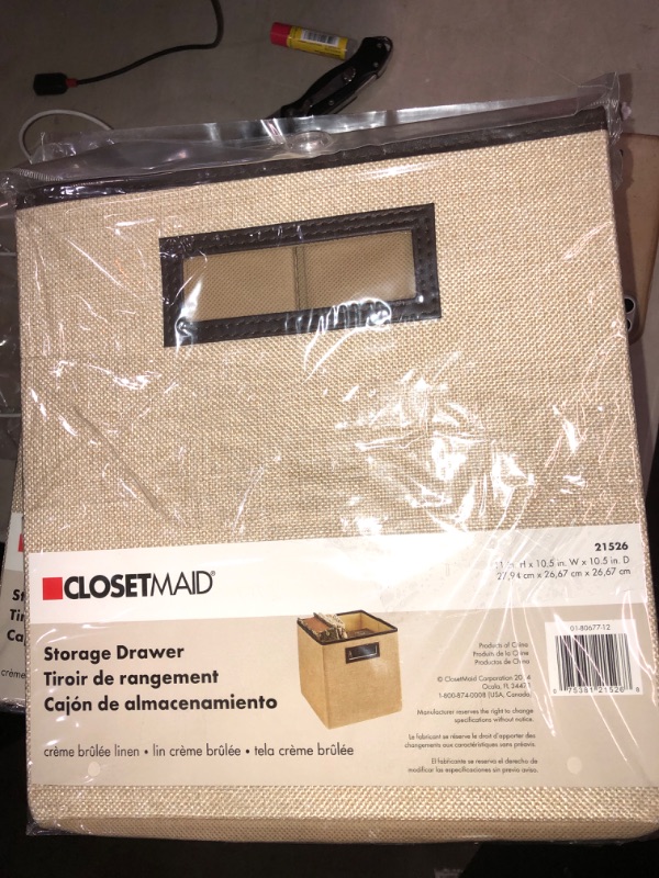 Photo 2 of 3pck-ClosetMaid 11 in. H x 10.5 in. W x 10.5 in. D Beige Fabric Cube Storage Bin