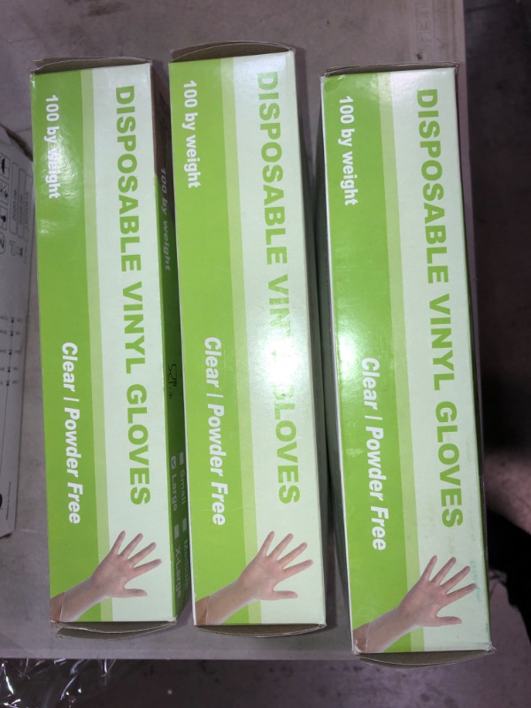 Photo 1 of 3pck-Large Disposable Vinyl Gloves (100-Count)