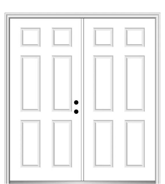 Photo 1 of 60 in. x 80 in. Left-Hand Inswing Classic 6-Panel Primed Steel Prehung Front Door with Brickmould
