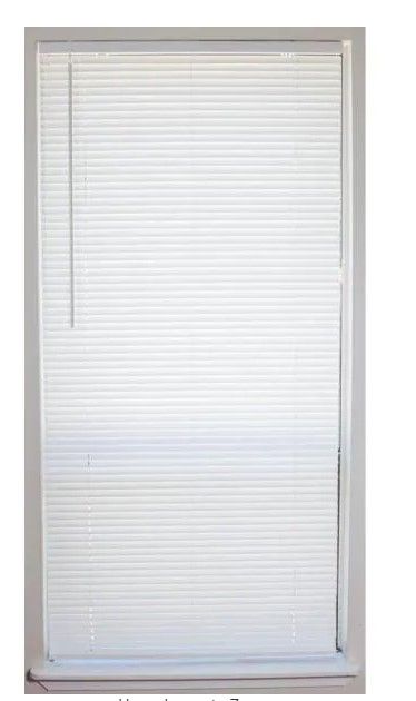 Photo 1 of 2PCK-Alabaster Cordless 1 in. Vinyl Mini Blind - 34 in. W x 64 in. L
