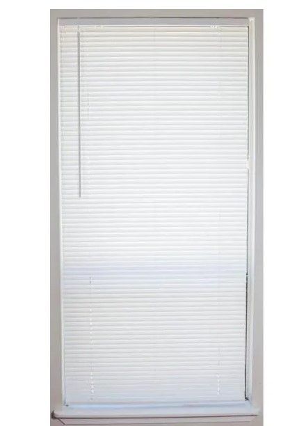 Photo 1 of 2PCK-Alabaster Cordless 1 in. Vinyl Mini Blind - 34 in. W x 64 in. L
