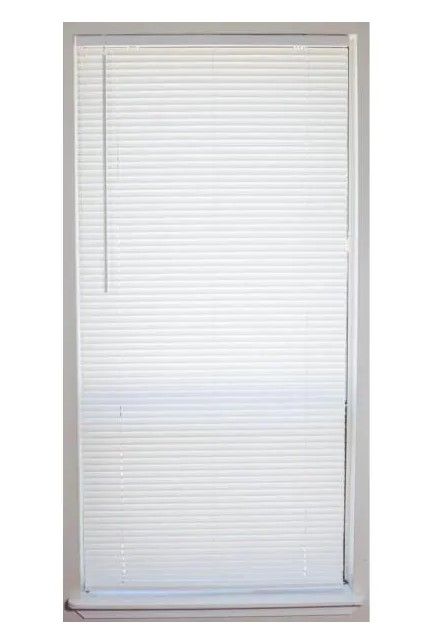 Photo 1 of 2PCK-Alabaster Cordless 1 in. Vinyl Mini Blind - 34 in. W x 64 in. L
