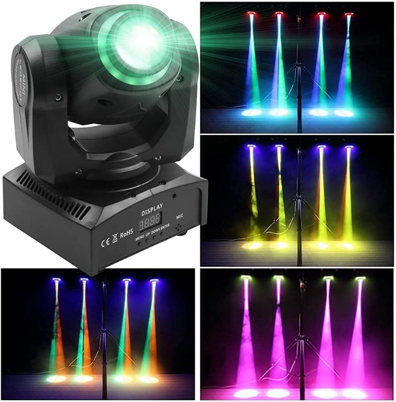 Photo 1 of Moving Head Lights LED Stage Lights Spot 4 Color RGBW Gobos with Magical Circle 60W DMX for DJ Disco Party Lights by U`King
