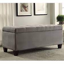 Photo 1 of Grey 41 Inch Tufted Top Upholstered Storage Bench | Living Spaces
