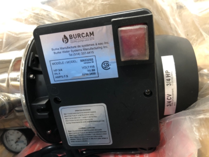 Photo 4 of Bur-Cam 506532SS ¾ HP dual application jet pump
