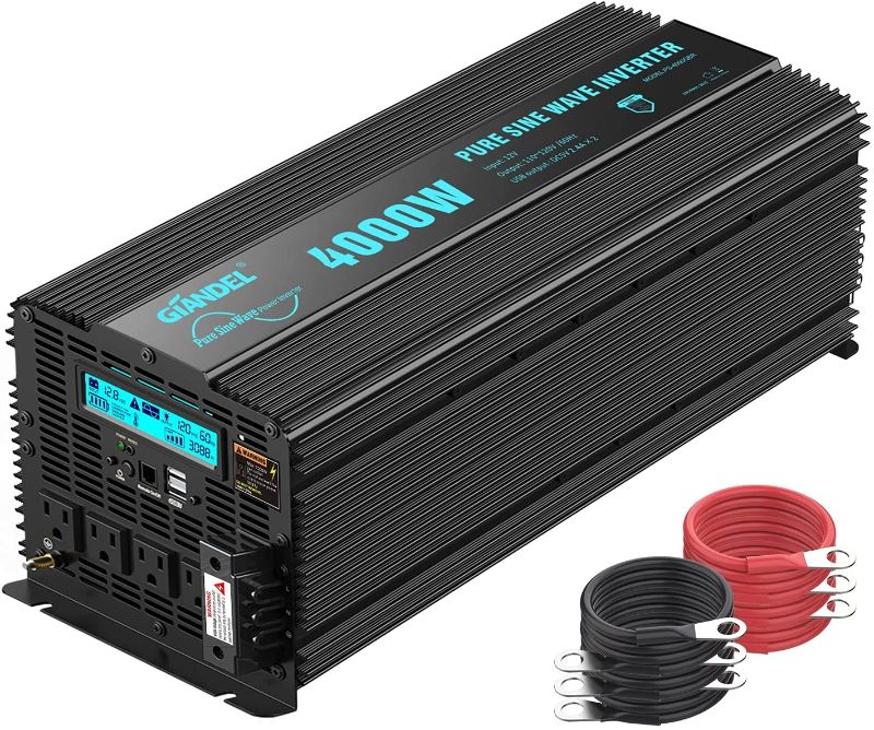 Photo 1 of ***PARTS ONLY*** Power Inverter Pure Sine Wave 4000W DC 12V to AC 110V 120V with LCD Display FCC Approved with Dual 2.4A USB Port & Remote Controller 4 AC Outlets GIANDEL
