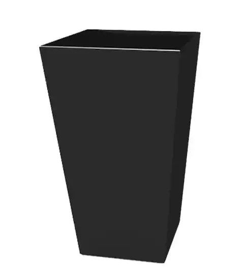 Photo 1 of 2PCK- 20 in. Black Plastic Tall Finley Square Planter
