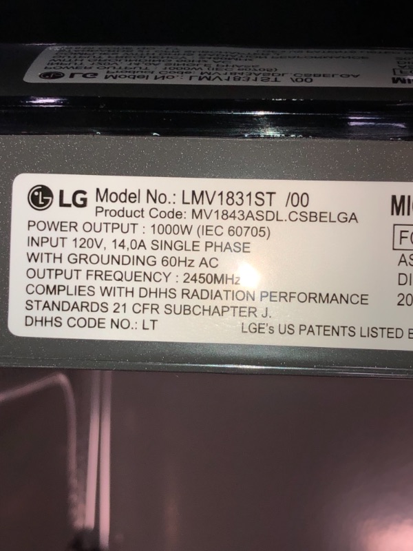 Photo 8 of  LG Electronics 1.8 cu. ft. Over the Range Microwave with Sensor Cook and EasyClean in Stainless Steel
