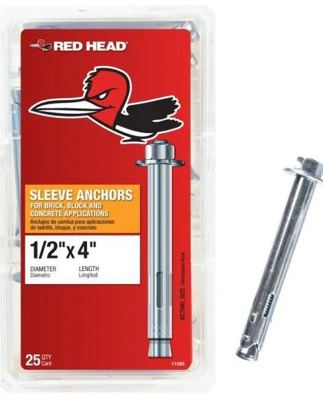 Photo 1 of 1/2 in. x 4 in. Steel Hex-Head Sleeve Anchors (25-Pack)
